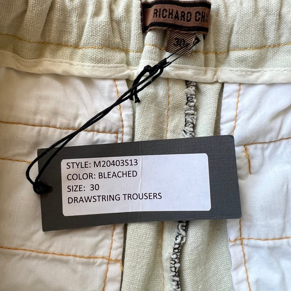 Richard Chai Bleached Cotton Drawstring‎ Pants Minimalist Tapered Size 30 NEW - Picture 6 of 6